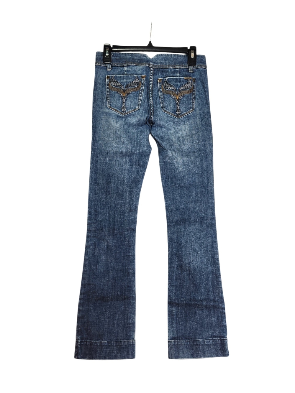 Zana Di Jeans Size 5 Bootcut Stretch Blue Denim Low Rise Y2K Embroidered Whale